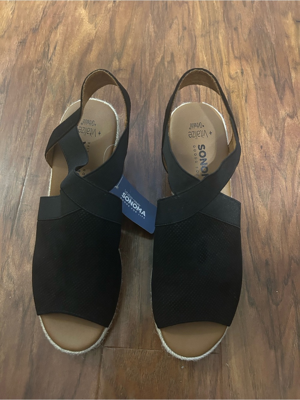 Sonoma Black Espadrille Wedge Sandals Women’s Size 10 NWT Perfect For Summer - Picture 2 of 7